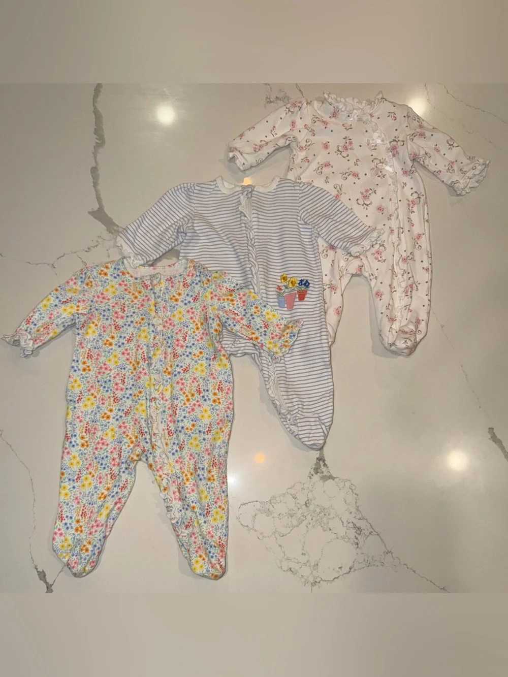 Little Me 3 Month Baby Girl Sleeper Footie Lot